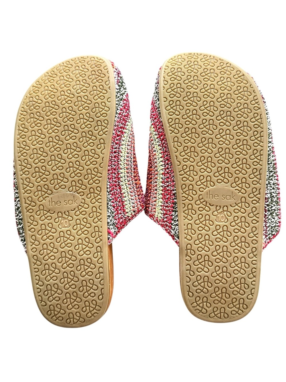 The Sak Bolinas Handwoven Multicolor Sunset Stripe Colorway Crochet Mules 10 - Picture 8 of 11